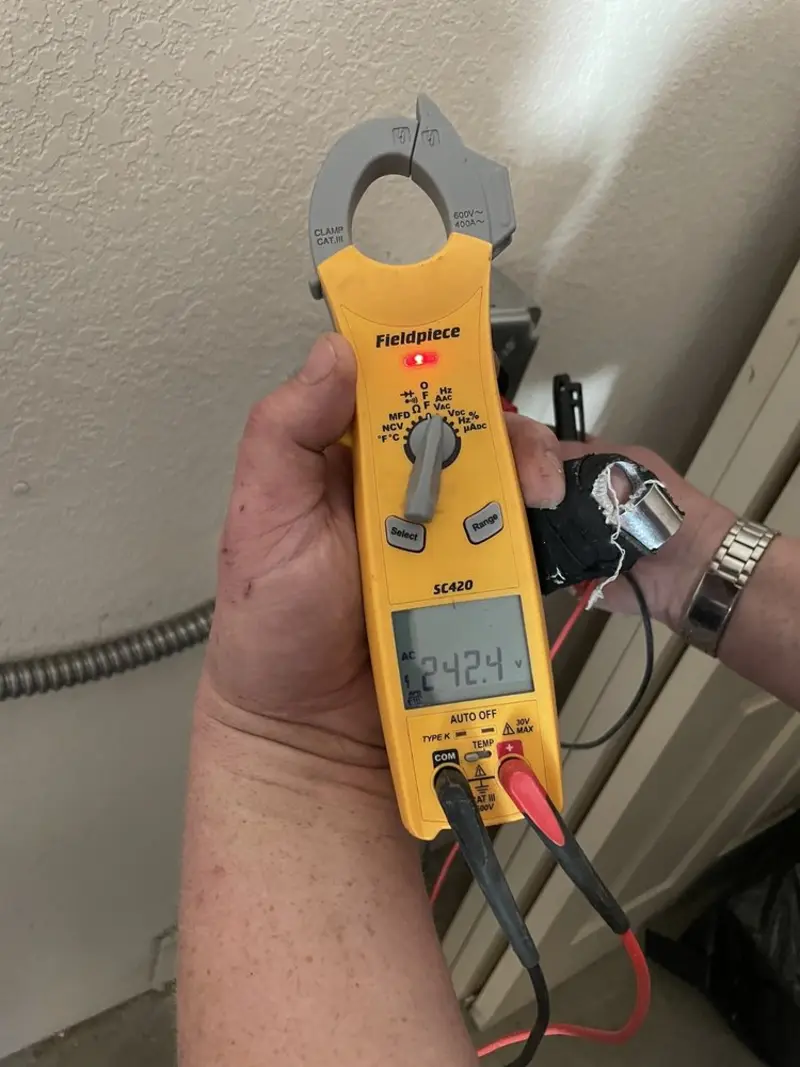 Voltage testing with clamp meter during Hot Tub / Pool Electrical Wiring in Pearl River
